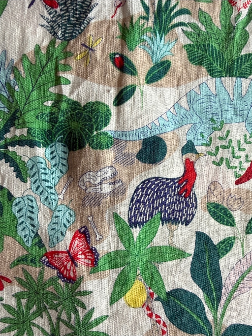 Mini Boden Dinosaur Tropical Linen Short-Sleeve Button-Down Sz 13-14, 164 cm EUC - Picture 7 of 8